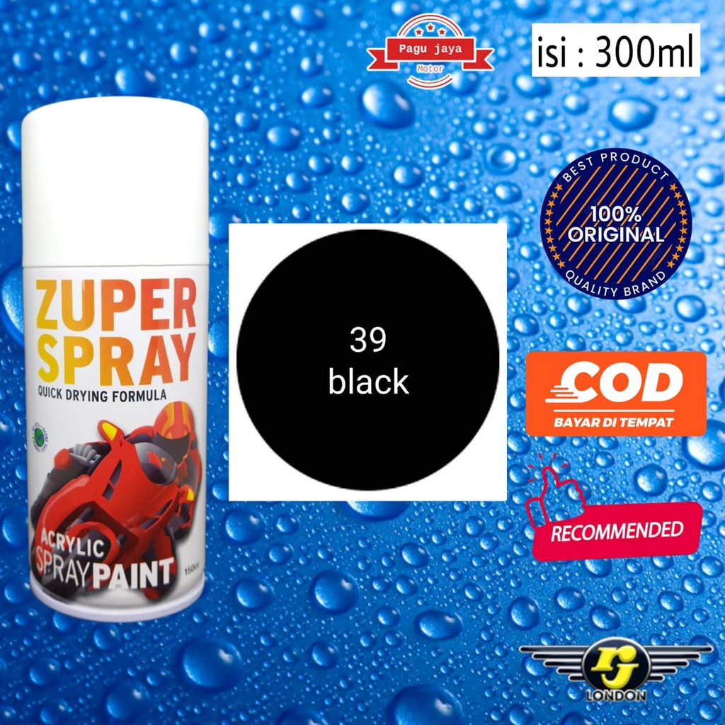 300cc pilox pilok warna hitam gloss glossy mengkilap zuper spray cat semprot spray paint produk dari rj london