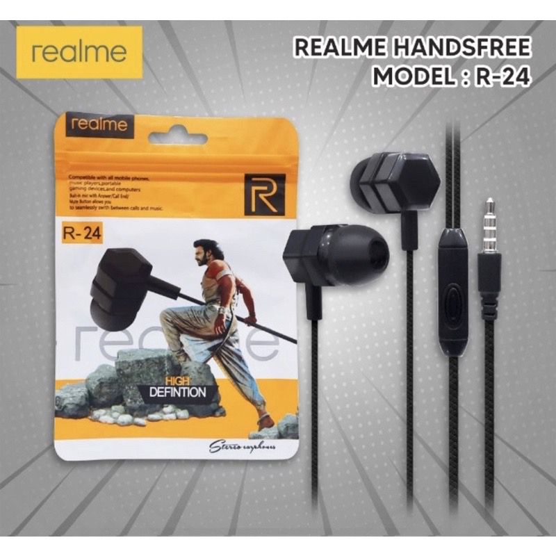 Hf Handsfree Headset Realme R-24 + Mic Suara Bagus