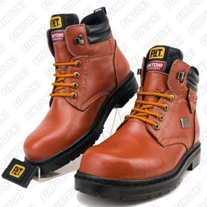 Sepatu Pria Boots Safety Kulit Fintoni Steel Toe 6927