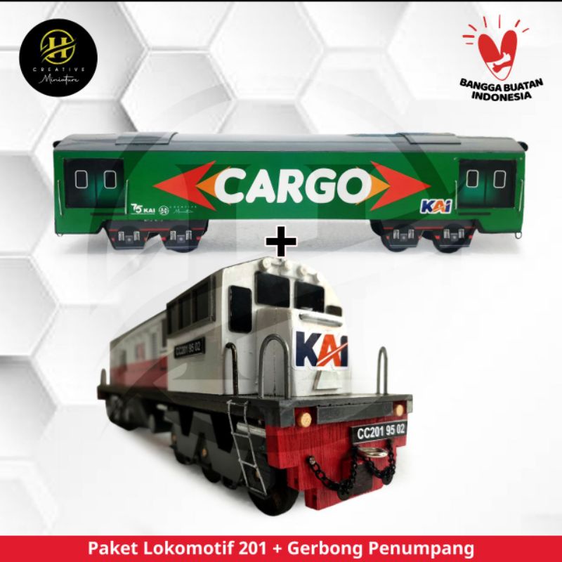 (NEW PRODUK PREMIUM) Paket miniatur kereta api Sidoarjo CC201+GERBONG