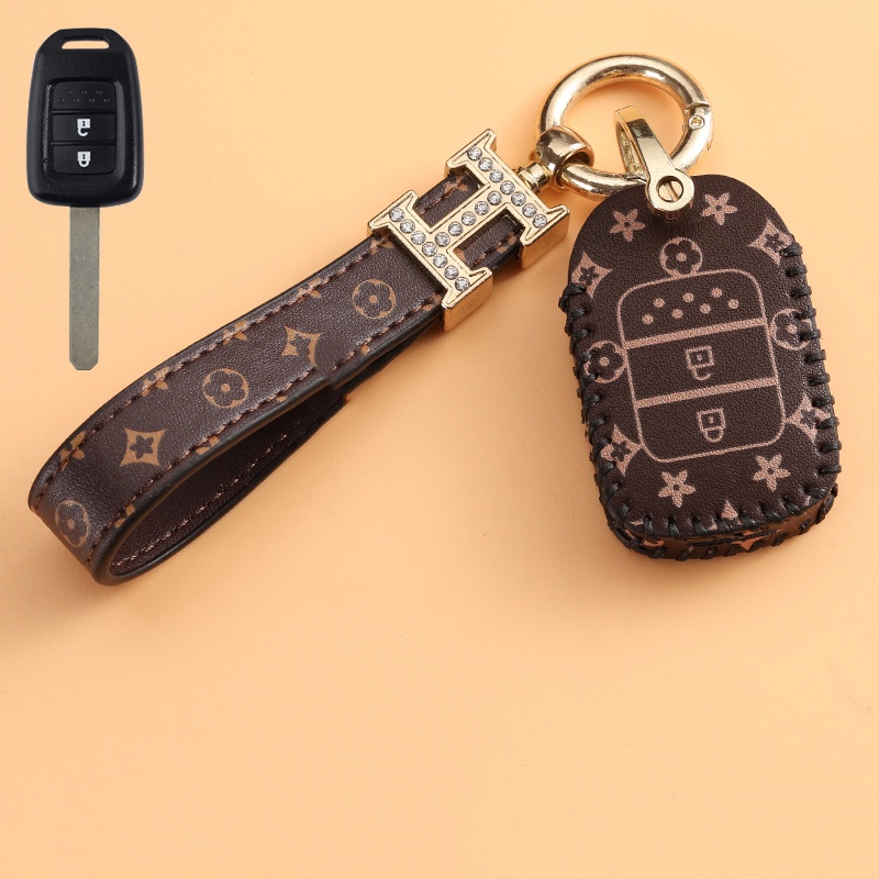 Casing Kunci Remote Mobil Keyless Bahan Kulit Untuk Honda Civic / Jazz / Accord / CRV