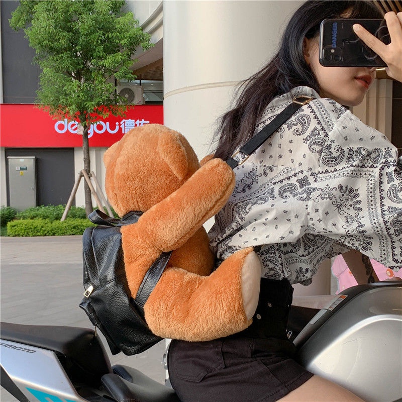 Sera Tas Impor 2021 Baru Lucu Ransel Wanita Mewah Sepeda Motor Beruang Ransel Boneka Hewan Tas Sekolah Gaya Perguruan Tinggi