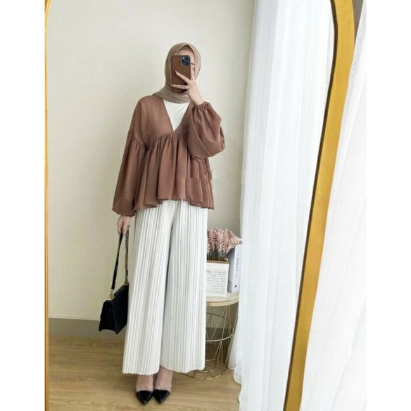 RESHA OUTER BLOUSE OVERSIZE/BLUS WANITA KOREA/BLUS PEREMPUAN TERBARU/OOTD SELEBGRAM 2022/BAJU VIRAL 
