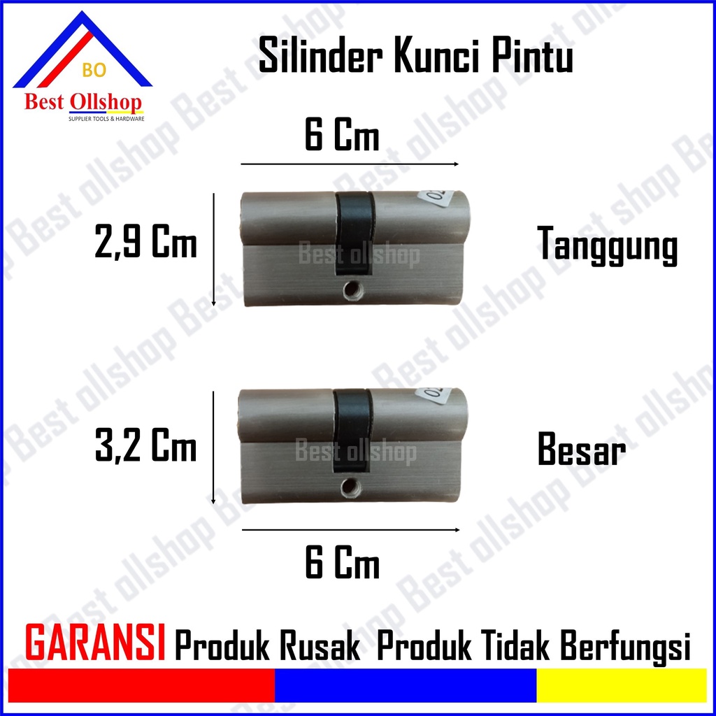 Cylinder Silinder Anak Lubang Kunci Pintu Rumah Besar Tanggung / Kecil Jantung Kuningan