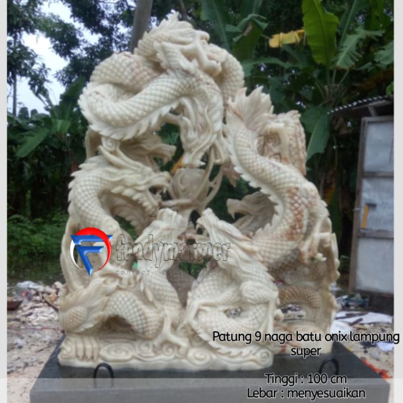 Patung naga 9 naga batu alam onix lampung super T.100 cm