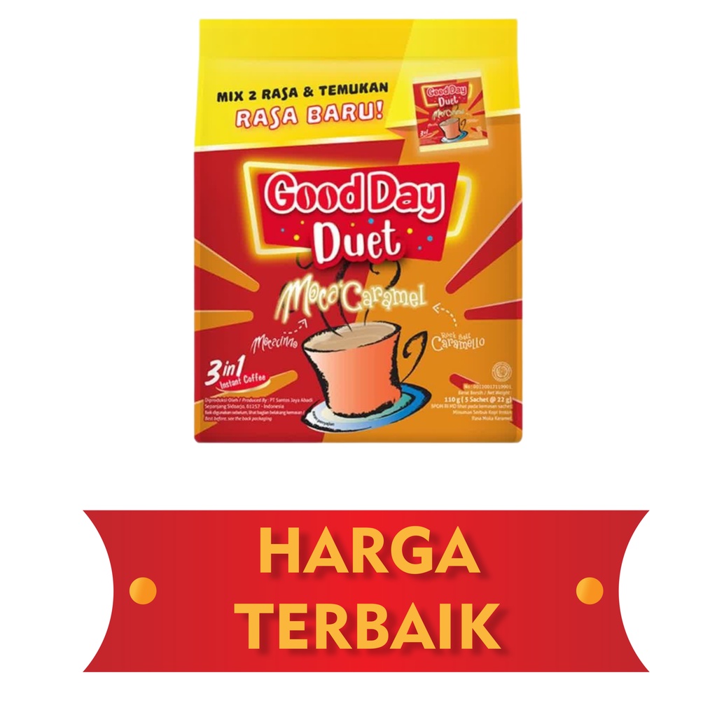 

murah lebay...!!!!! GOOD DAY DUET MOCA'CARAMEL 1 Bag (5 x 22 gram)