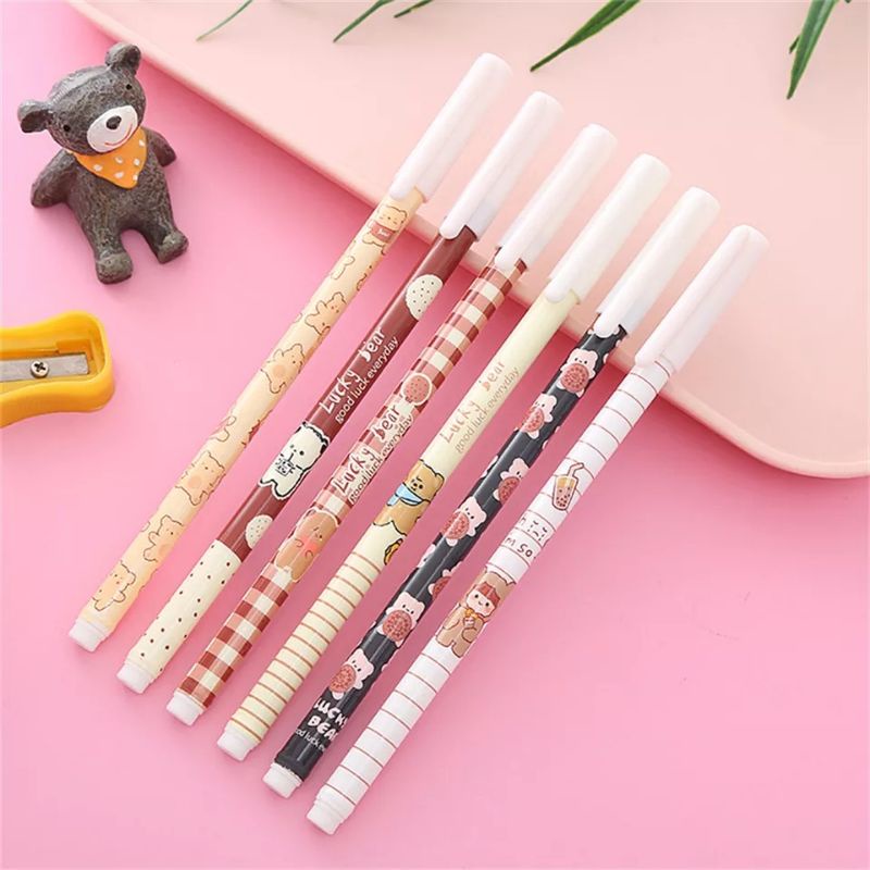 

Pulpen gel slim motif Cute Brown Bear