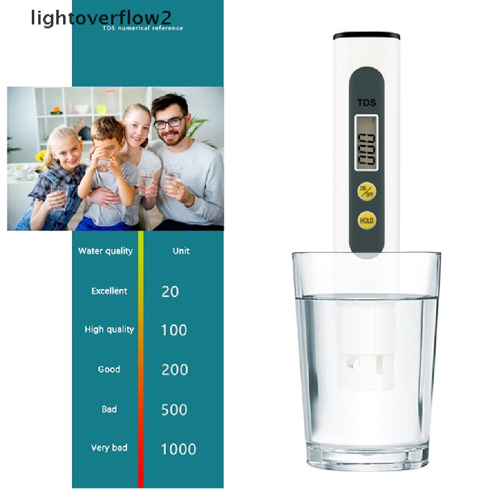 (lightoverflow2) Pena Tester PH Meter 0.01 Tds Ec Untuk Mengukur Kualitas Air Digital Dengan PH 0-14