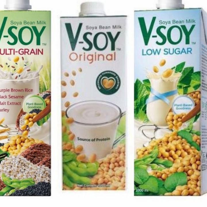 

ART0w0Vk--Vsoy Susu Kedelai Original / Multi Grain | V-soy Soya Milk 1 Liter UHT