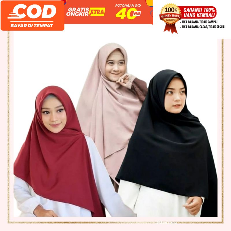 [fafihijab] HIJAB JILBAB SEGIEMPAT WOLFIS (ISI 5 PCS) GROSIR READY MAKASSAR MURAH