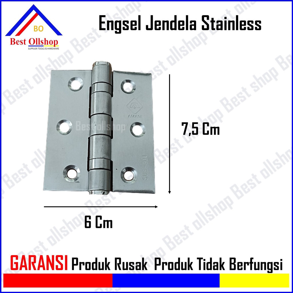 Engsel Pintu Jendela Stainless 3 Inch Tebal SUS 304 Murah