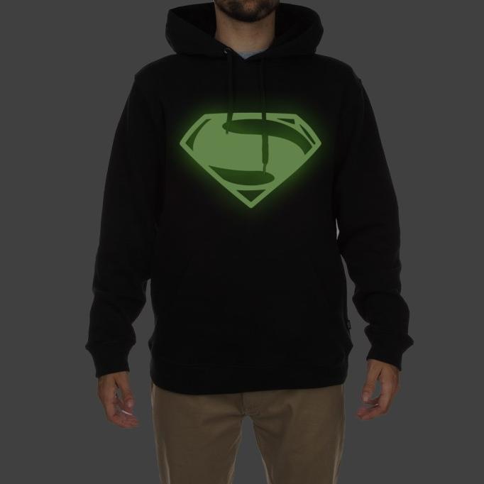 jaket hoodie sweater superman glow in the dark