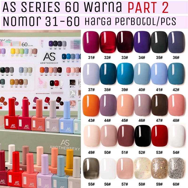 PART-2 AS Nail Gel Series 60 Warna Harga Per Botol Nail Gel Polish 15ml