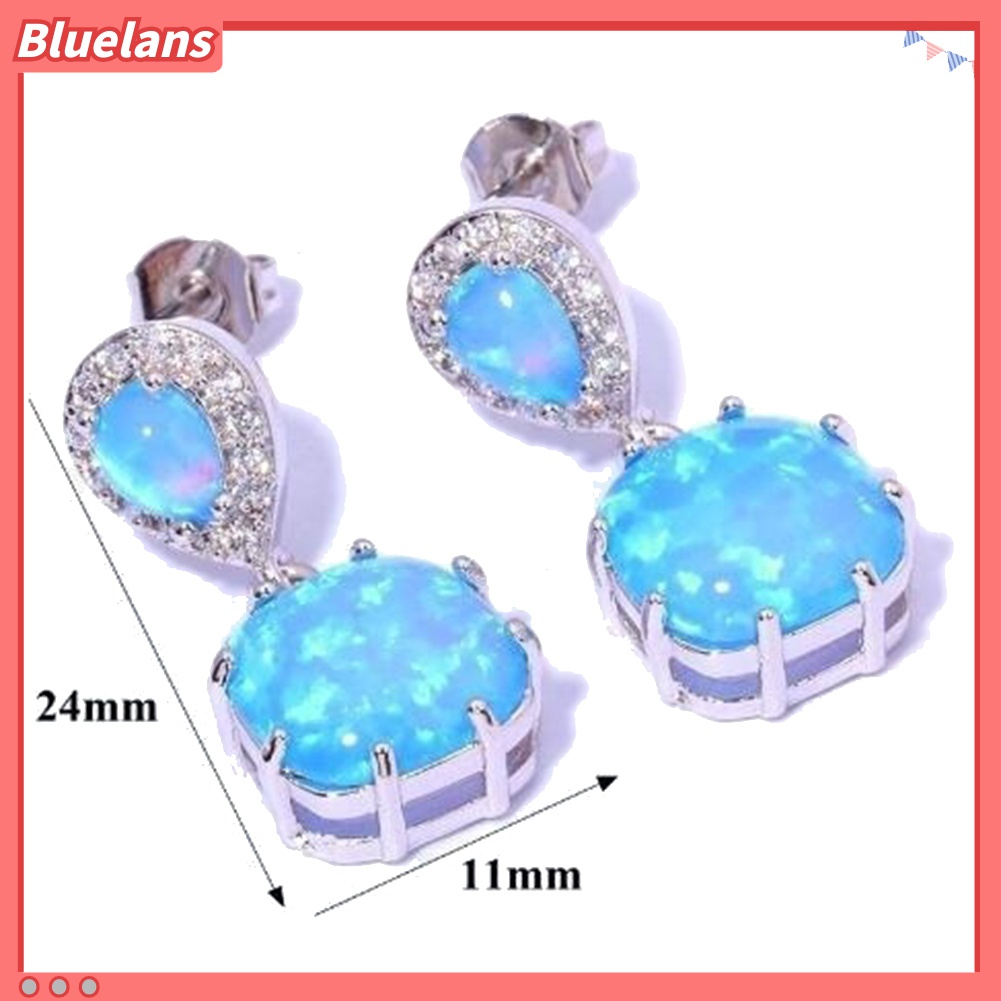 Anting Stud Hias Liontin Opal Api Untuk Wanita