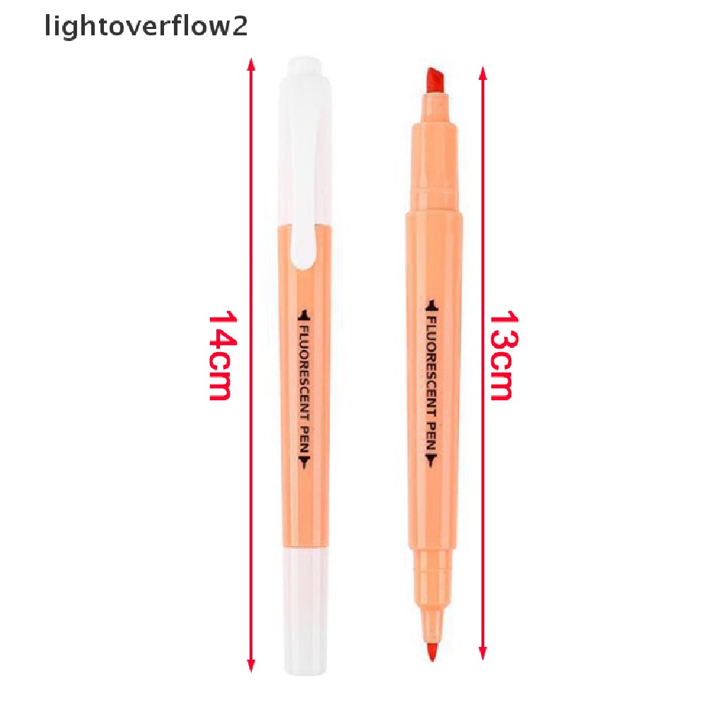 (lightoverflow2) 6pcs / Set Spidol Dua Sisi Warna Permen Untuk Sekolah / Kantor