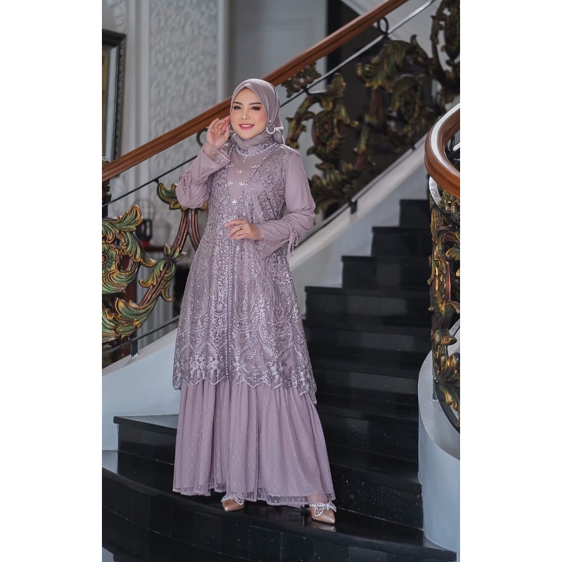 Gamis Kebaya Modern Tulle Bordir / Kebaya Gamis Pesta Mewah / Kebaya Kondangan / Gamis Brukat Modern