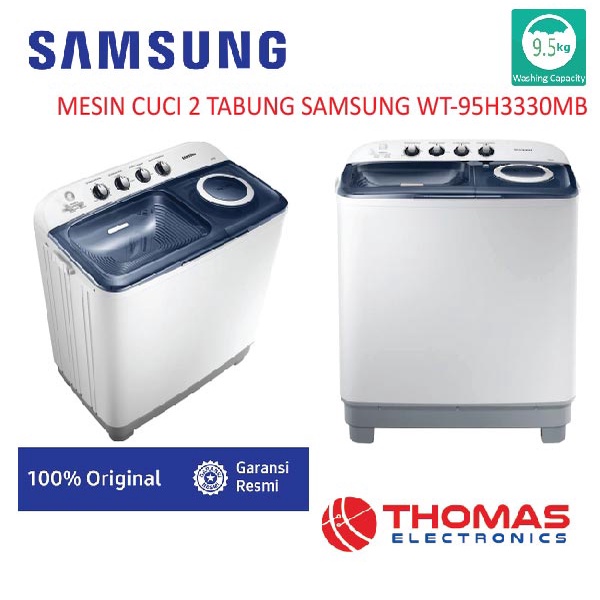 MESIN CUCI 2 TABUNG SAMSUNG WT 95 H 3330 MB 9.5 kg GARANSI RESMI