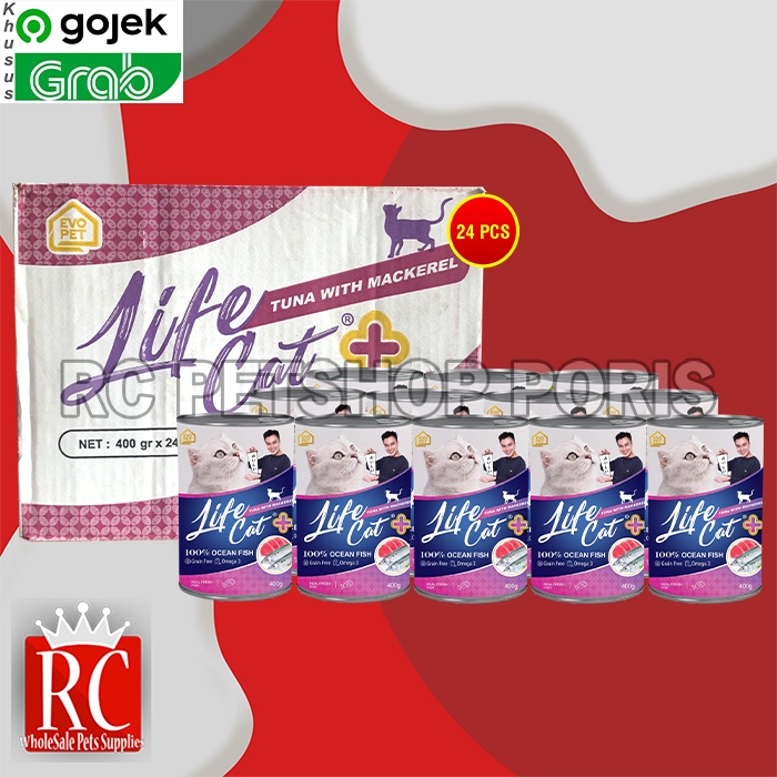 GOSEND Makanan Kucing Life cat Plus Kaleng Grosir Dus 24Pcs 400gr