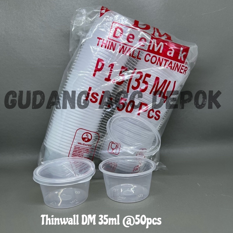 THINWALL COINTAINER DM 35ML ISI 50 PCS / THINWALL KLIR SAUCE CUP 35ML / TEMPAT CUP SAUS SAMBEL DM 35