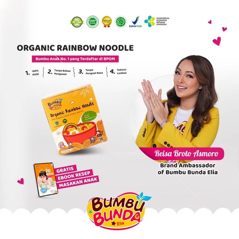 

Bumbu Bunda Elia Organic Rainbow Noodle MPASI / Mie Organik MPASI / Mie Bayi / Mie Anak