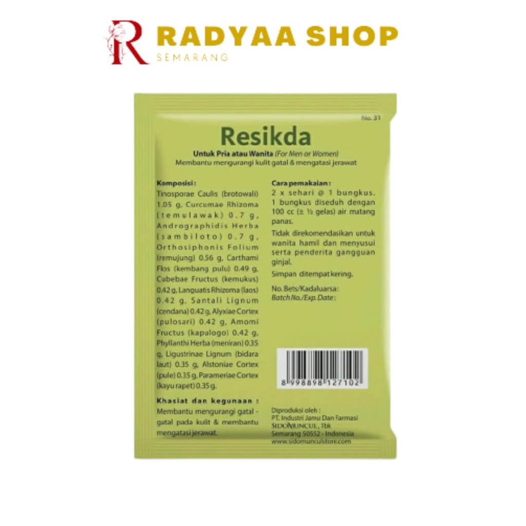 Sido Muncul Jamu Resikda 10's - Obat Herbal Gatal dan Bisul