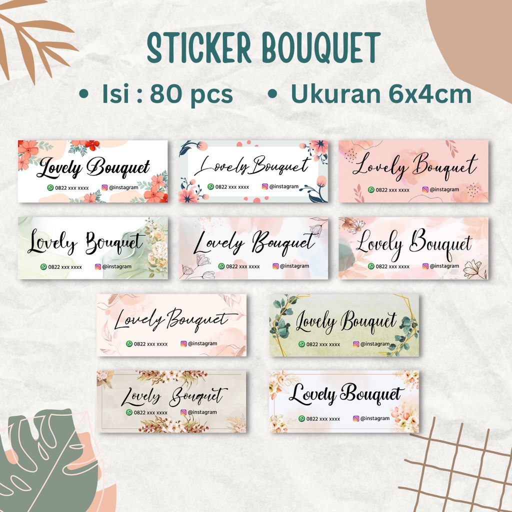 Jual (ISI 80 PCS) Sticker Buket Bunga / Stiker bouquet flower / Sticker ...