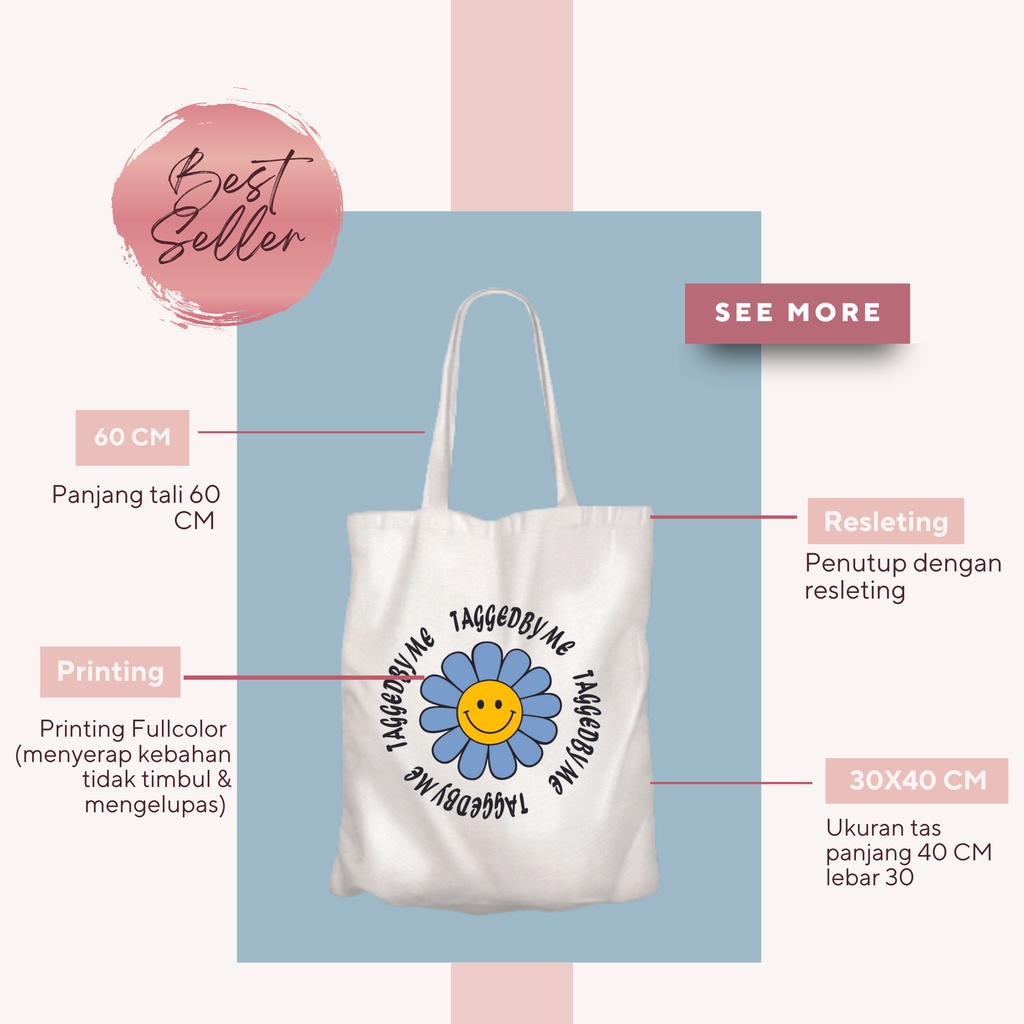 Totebag Sunflower Portrait Kanvas Resleting By canboom official