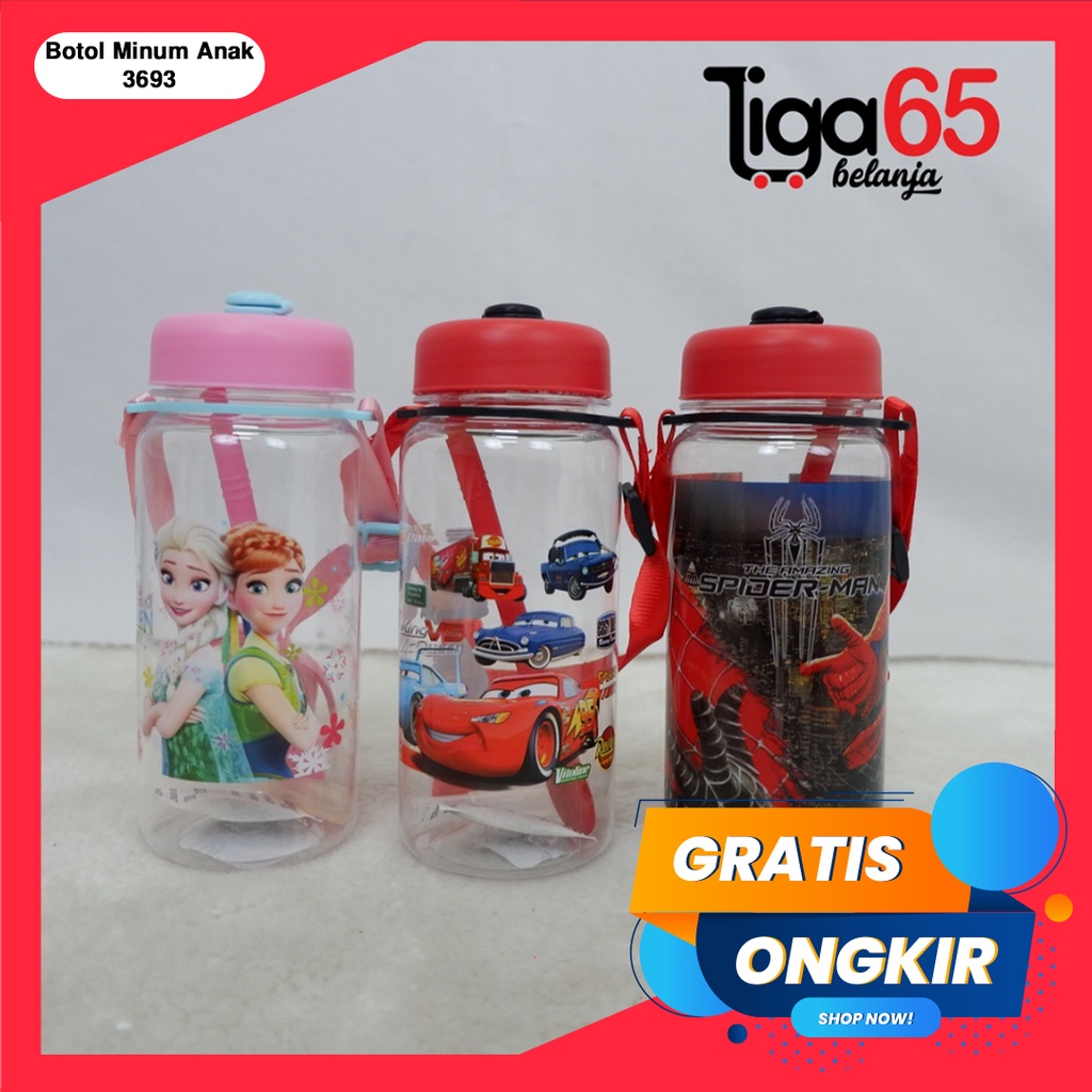 365 WATER BOTTLE #41090 Botol Minum Anak Karakter Fancy BPA Free Dengan Sedotan