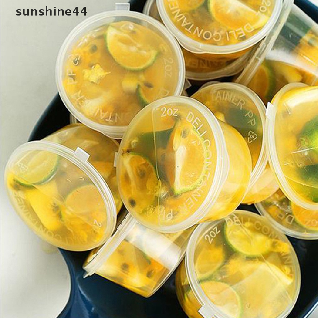 Sunshine 10PCS / Set Kontainer Plastik Transparan Sekali Pakai Untuk Saus / Bumbu Dapur