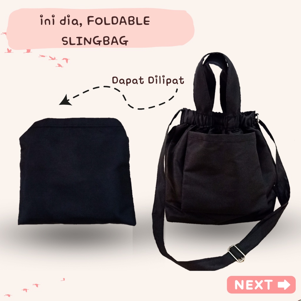 Slingbag gomu foldable bag gyoza tas Dumpling waterproof tas selempang