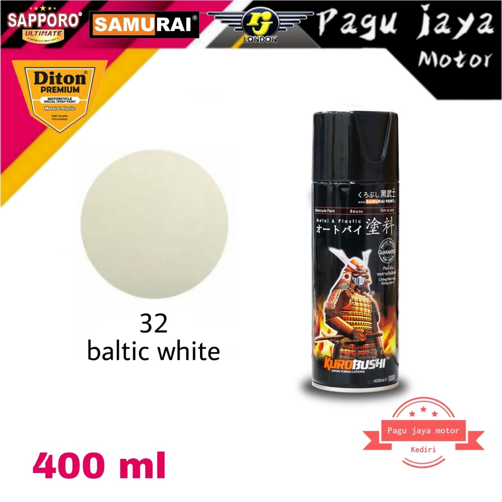 SAMURAI PAINT 32 BALTIC WHITE 400ml CAT SEMPROT SPRAY PAINT PILOX PILOK PUTIH TULANG