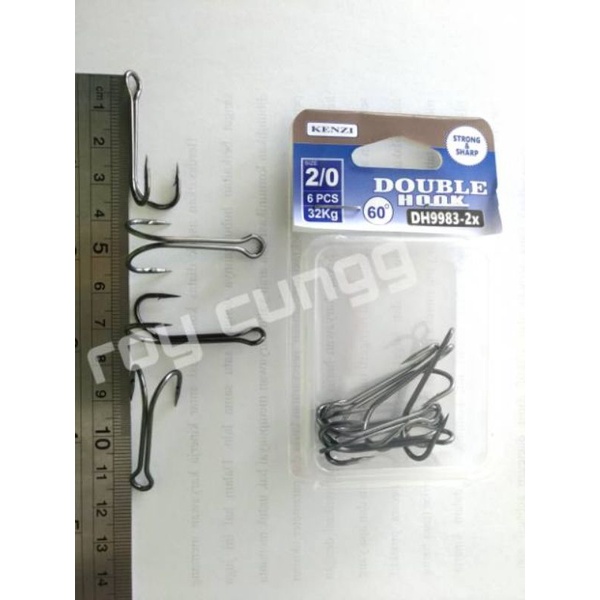 MATA KAIL PANCING DOUBLE HOOKS KENZI 9983 2X 60 ° No 2/0, 1/0, 1