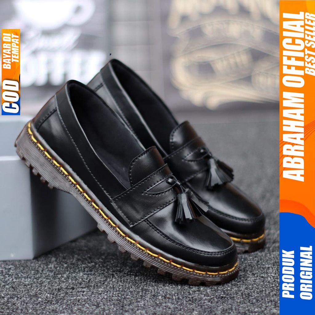 Sepatu Docmart Wanita Loafers Hitam Kekinian Abraham Nurmie