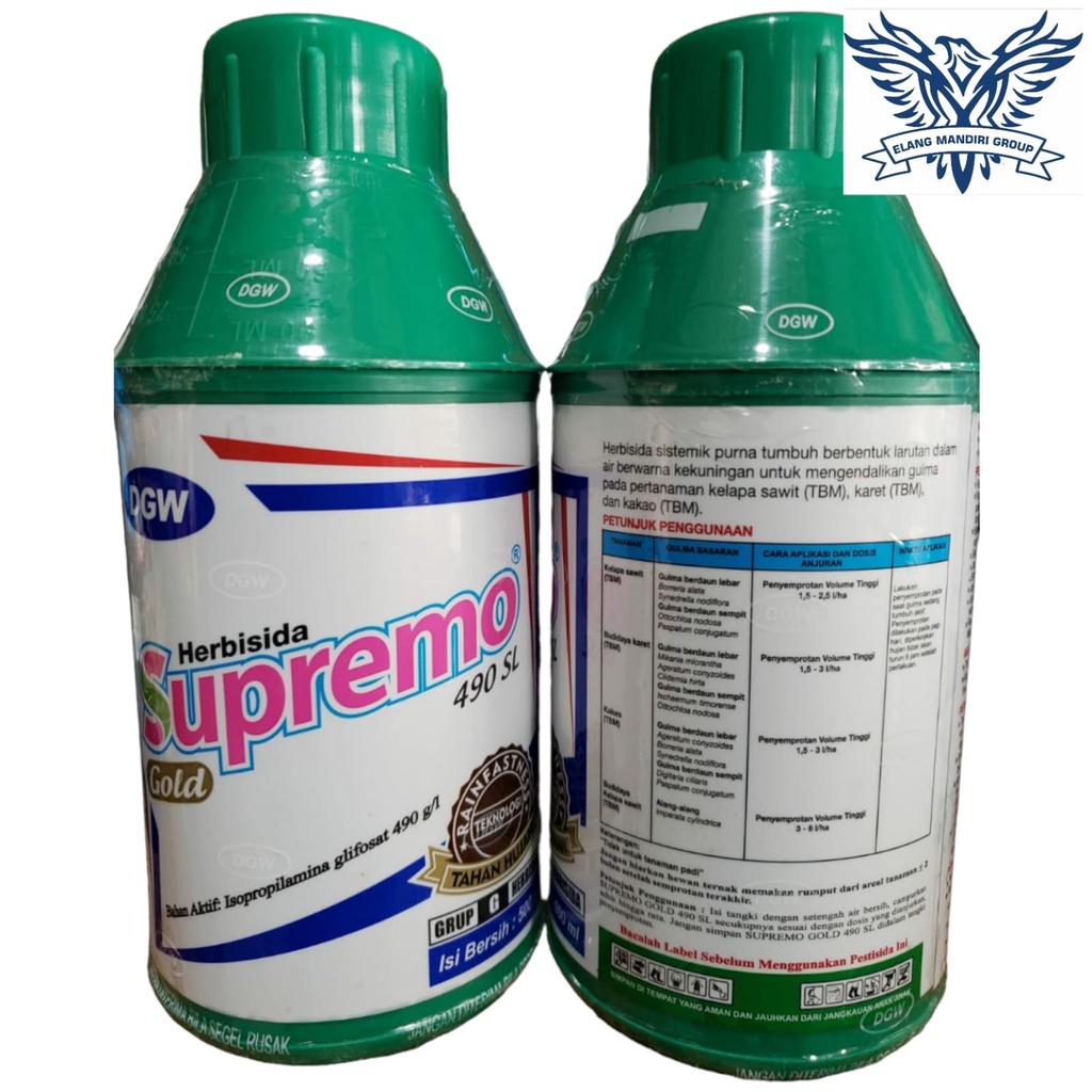 Herbisida Supremo Gold 490SL 500ml Bahan Aktif Isopropil Amina Glifosat 490 g/l DGW