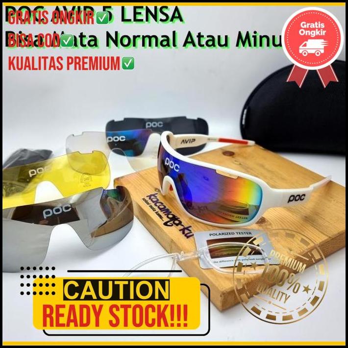 Kacamata Gowes Sepeda Pria Wanita Poc Avip 5 Lensa Free Lensa Minus