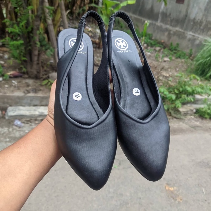 Tory Mules Stiletto - Sepatu Flat Shoes Wanita Terbaru Flat Tali Polos Cewek Kekinian Kerja Flatshoes Pesta Murah Best Seller