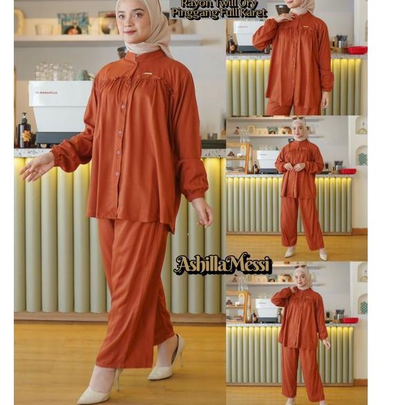 Terpercaya Oneset aurora rayon twill ory // setelan terbaru ashilla messi