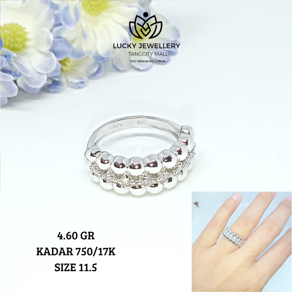 CINCIN FASHION EMAS PUTIH KADAR 750/17K 4.60 GR SIZE 11.5