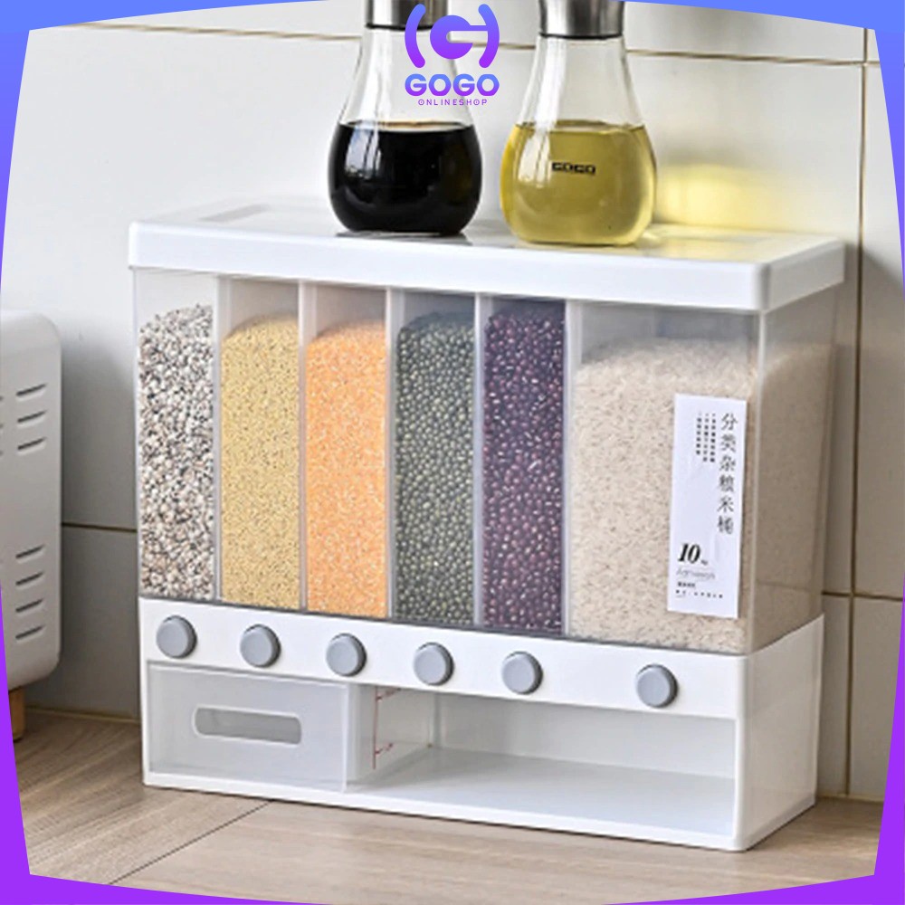 GOGO-C194 Dispenser Makanan Kering Tempat Penyimpanan Beras Sereal Biji Bijian Rice Box Food Dispenser