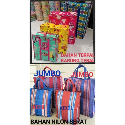 TAS BELANJA / TAS LAUNDRY / TAS KARUNG / TAS SERBAGUNA TERPAL/ NILON / SENAR TEBAL RESLETING BESAR GAMBAR POLOS