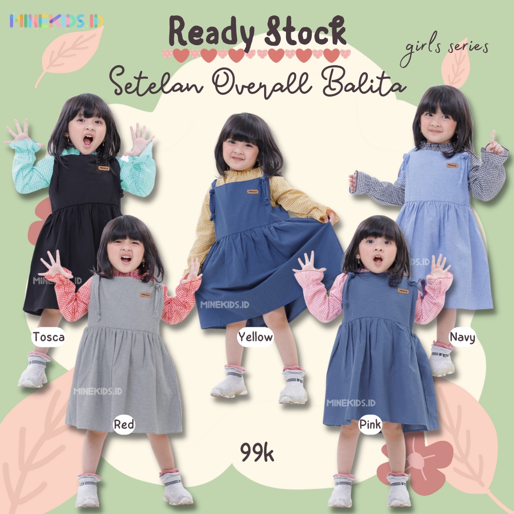 OVERALL ANAK PEREMPUAN BALITA MINEKIDS USIA 1-5 TH MOTIF KOTAK-KOTAK | OVERALL PREPPY BALITA
