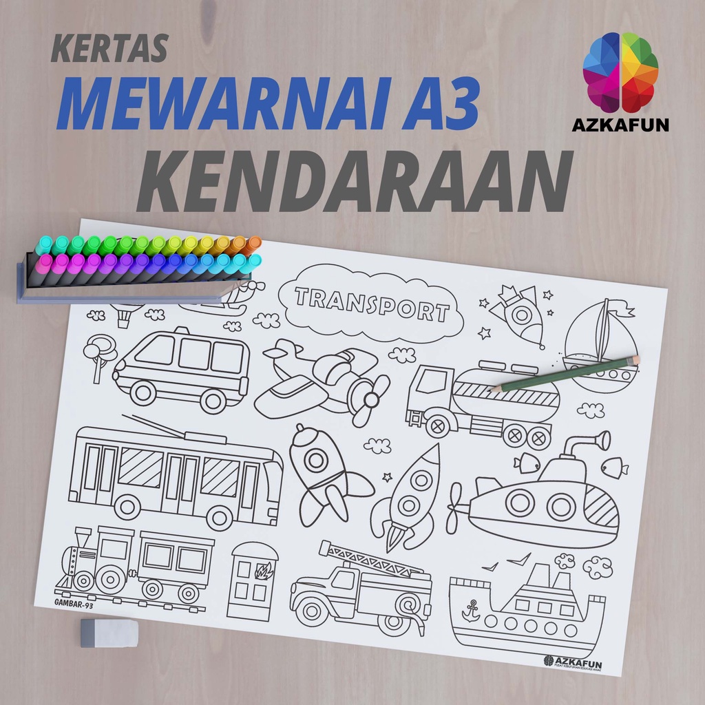 

Kertas Mewarnai A3 KENDARAAN - Mewarnai anak sekolah back to school