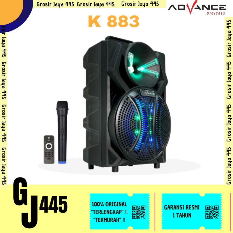 Speaker Advance K883 Meeting Bluetooth Portable Plus Mic Wireless Karaoke pengajian senam Gitar