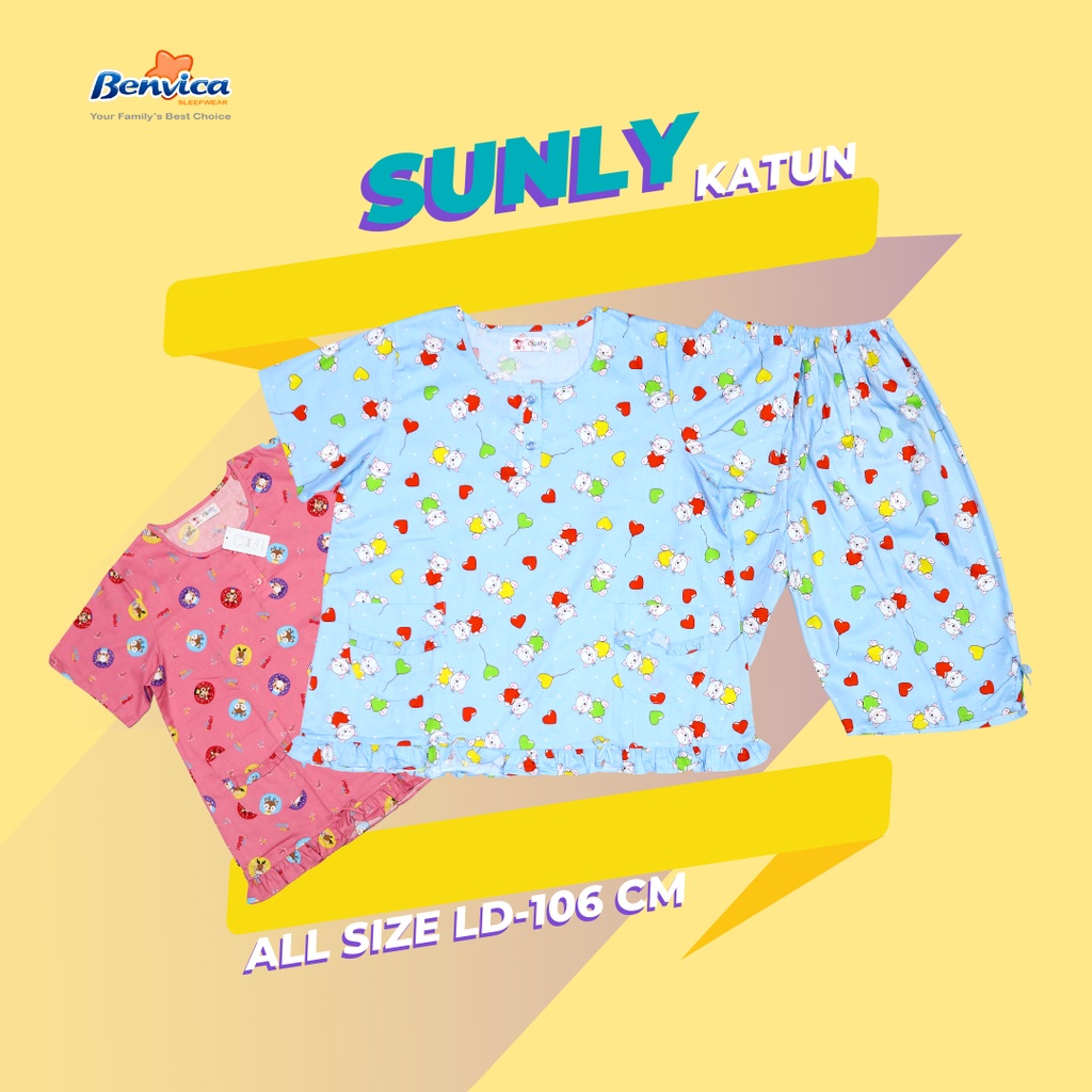 BAJU TIDUR CELANA PENDEK KATUN (3/4) SUNLY ADEM PREMIUM BANYAK MOTIF