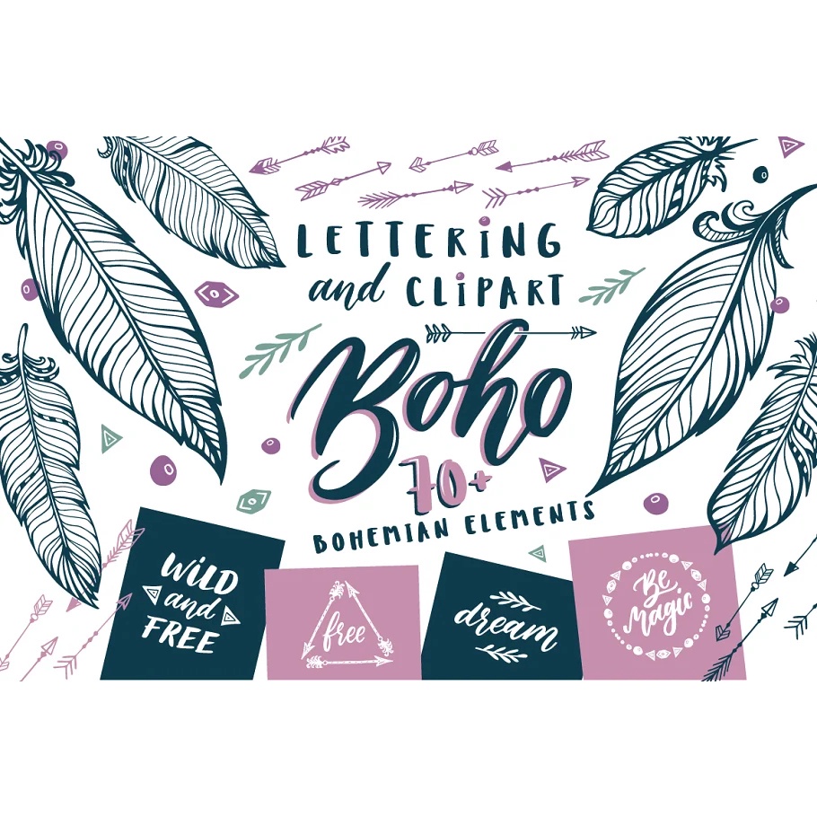 Boho Clip Art And Lettering