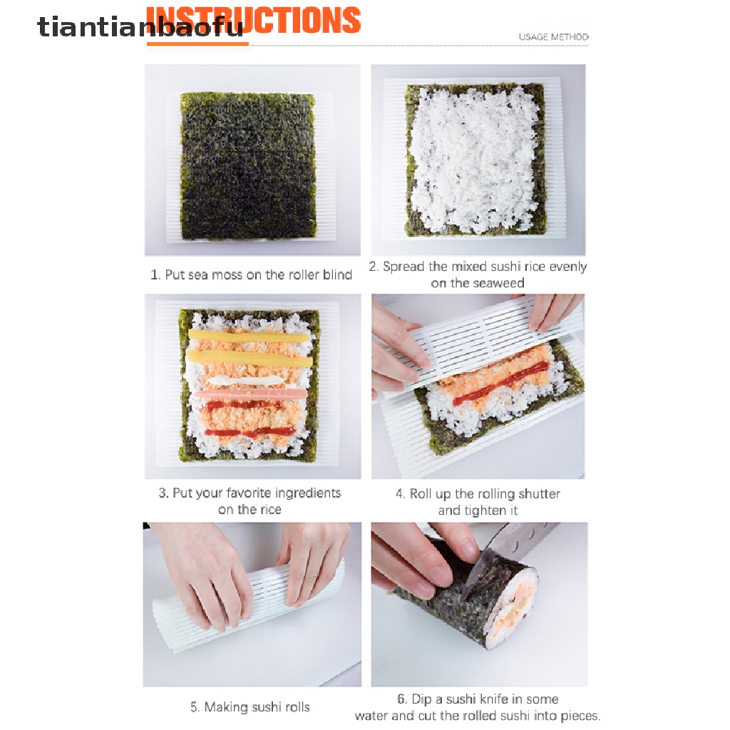 (Tianbaofu) Alas Penggulung Sushi DIY Anti Lengket