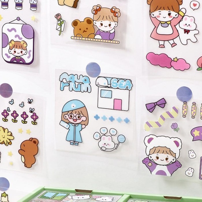 Stiker Motif Kartun Korea Sticker Waterproof Handbook Scrapbook DIY