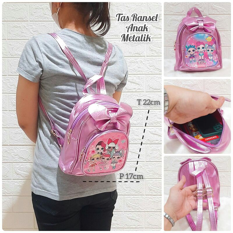 Tas Ransel Dan Selempang Anak Metalik Unicorn LOL