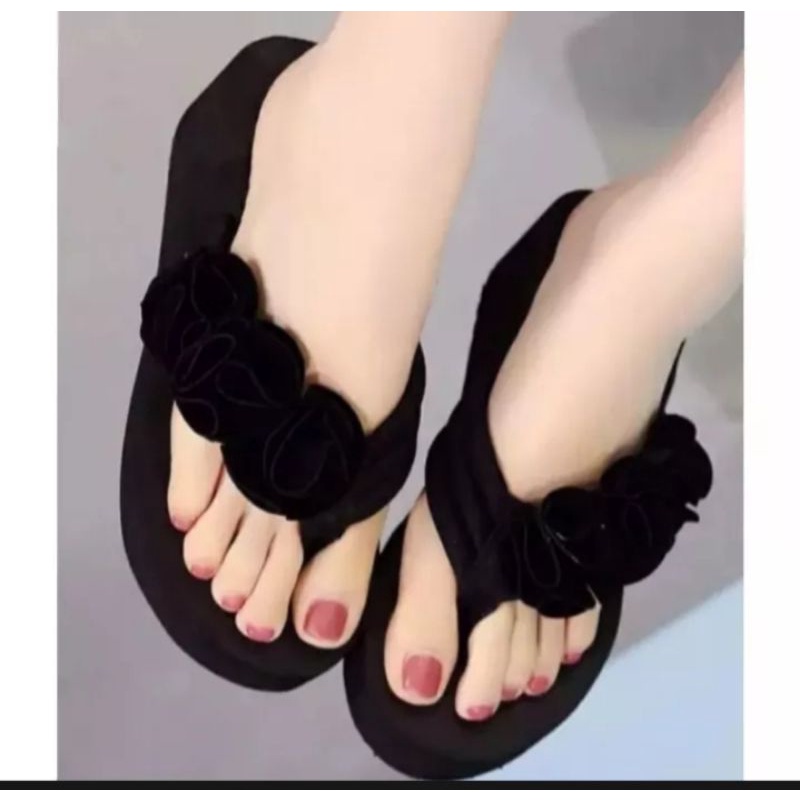 Sandal Wanita terbaru 2022 //Wedges Sandal Perempuan Terbaru motif Bunga Pinggir//Sandal wanita HK T