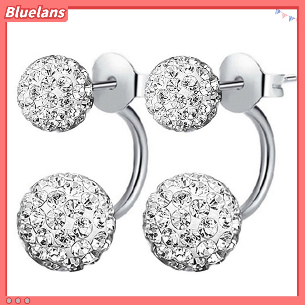 Bluelans Fashion Women Rhinestone Inlaid Ball Shape Pendant Stud Earrings Jewelry Gift